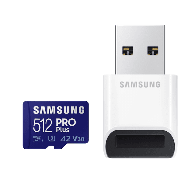 Card memorie Samsung PRO Plus + Cititor USB carduri micro-SDXC, MB-MD512KB/WW, 512GB "MB-MD512KB/WW"