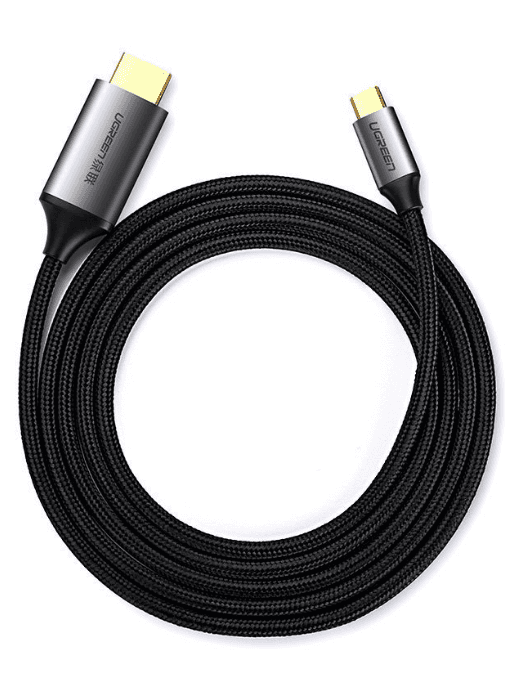 CABLU video Ugreen, "MM142" USB Type-C (T) la HDMI (T), rezolutie maxima 4K UHD (3840 x 2160) la 60 Hz, 1.5m, braided, negru "50570" - 6957303855704 — miniatură