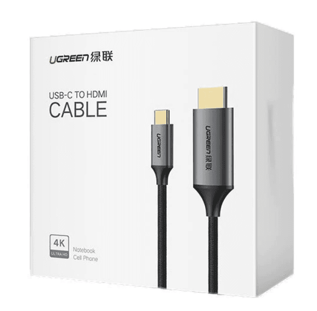 CABLU video Ugreen, "MM142" USB Type-C (T) la HDMI (T), rezolutie maxima 4K UHD (3840 x 2160) la 60 Hz, 1.5m, braided, negru "50570" - 6957303855704 — miniatură