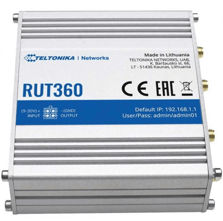 TELTONIKA RUT360 Industrial LTE Router Cat.6 1x LAN 1x WAN 100Mb/s WiFi 2.4GHz, "RUT360 000000"