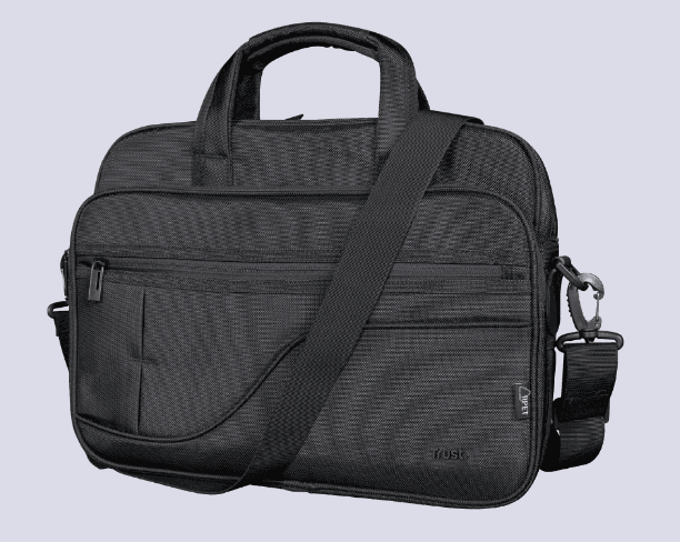GEANTA TRUST, pt. notebook de max 16 inch, 3 compartimente, buzunar frontal, 480 g, poliester, negru, "TR-24282"