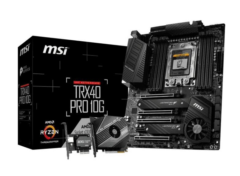 PLACA de BAZA MSI "TRX40 PRO 10G", skt TRX4, ATX, AMD TRX40, 8 x DDR4, max. 256 GB, 8 x SATA, 2 x M.2, 7.1, "TRX40 PRO 10G" — miniatură