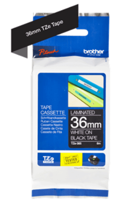 Banda laminata Original Brother Black on White, TZE365, pentru 530|550|3600|9200|9400|9500|9600|9700|9800|D800|E800|P900|P910|P950, 36mm, incl.TV 0 RON, "TZE365" — miniatură