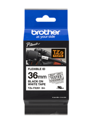 Banda laminata Original Brother Black on White, TZEFX261, pentru 530|550|3600|9200|9400|9500|9600|9700|9800|D800|E800|P900|P910|P950, 36mm, incl.TV 0 RON, "TZEFX261" — miniatură