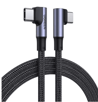 CABLU alimentare si date Ugreen, "US335", Fast Charging pt. smartphone, USB Type-C la USB Type-C 100W/5A Complete Angled 90°, braided, 1m, negru "70696" - 6957303876969