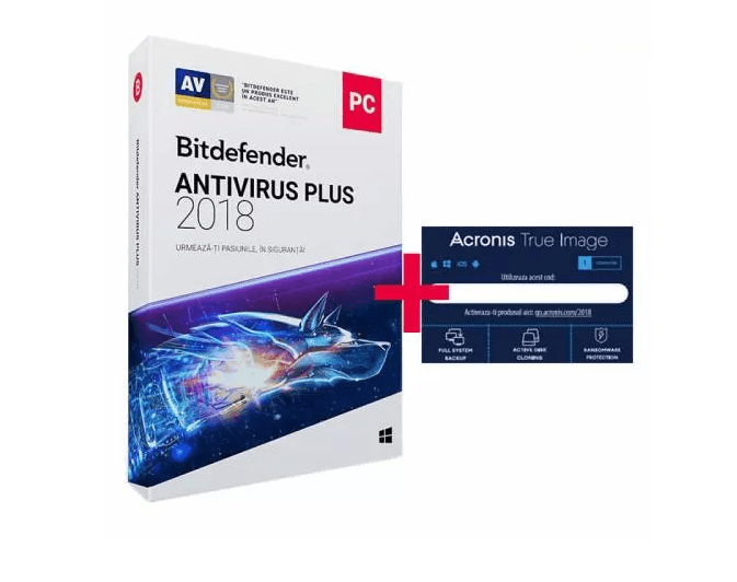 LICENTA Bitdefender Antivirus + Acronis True Image, 1 utilizator, 1 an pt. PC, retail "WB1101TIHOL1"- valabile doar pe teritoriul Romaniei