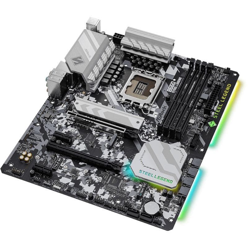 PLACA de BAZA Asrock "B660 STEEL LEGEND", skt LGA 1700, ATX, Intel B660, 4 x DDR4, max. 128 GB, 6 x SATA, 3 x M.2, 7.1, "B660 STEEL LEGEND" — miniatură