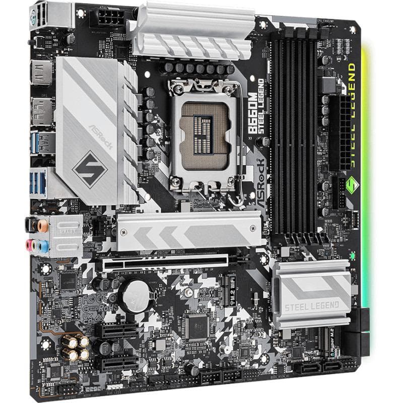 PLACA de BAZA Asrock "B660M STEEL LEGEND", skt LGA 1700, mATX, Intel B660, 4 x DDR4, max. 128 GB, 6 x SATA, 2 x M.2, 7.1, "B660M STEEL LEGEND" — miniatură