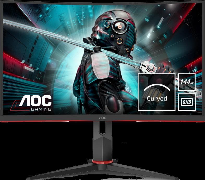 MONITOR AOC - gaming 27 inch, Gaming, VA, WQHD (2560 x 1440), wide, 250 cd/mp, 1 ms, HDMI x 2 | Display Port, "CQ27G2U/BK" — miniatură