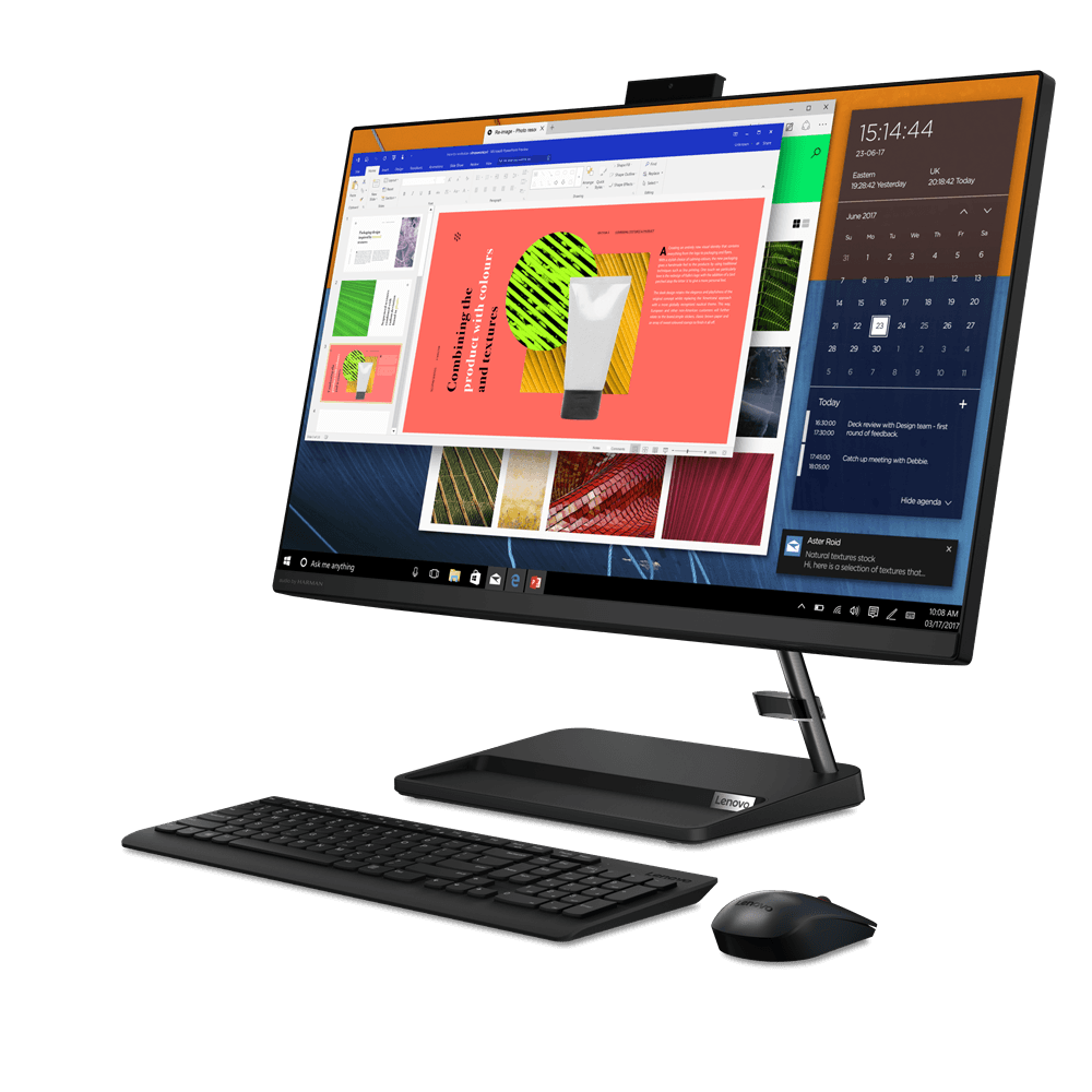 DESKTOP LENOVO, "IdeaCentre 3" All-in-one, 27 inch, CPU Ryzen 5 5500U, AMD Radeon Graphics, memorie 8 GB, SSD 512 GB, tastatura si mouse, FreeDos, "F0FY0064RI" — miniatură