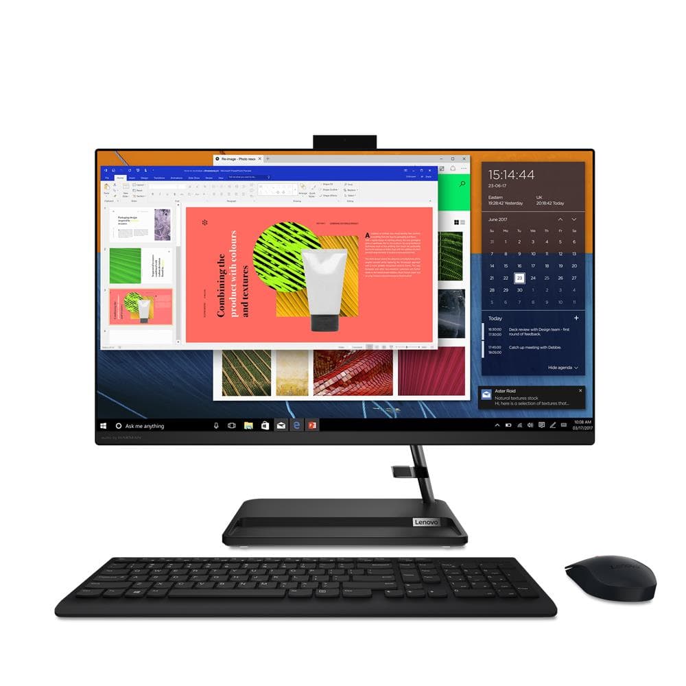 DESKTOP LENOVO, "IdeaCentre 3" All-in-one, 27 inch, CPU Ryzen 7 5700U, AMD Radeon Graphics, memorie 16 GB, SSD 256 GB, HDD 1 TB, tastatura si mouse, FreeDos, "F0FY0066RI"