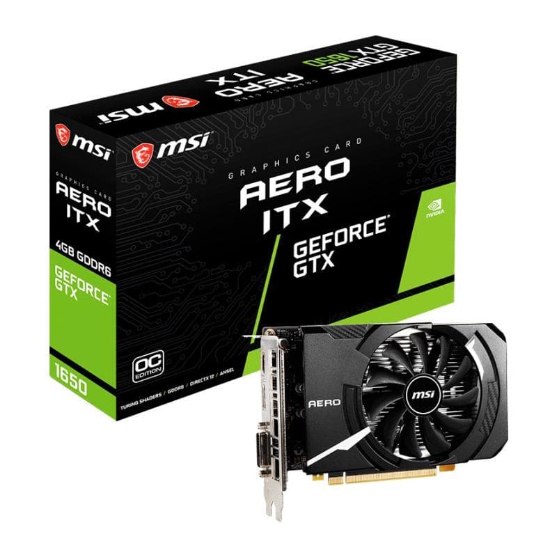 PLACA VIDEO MSI "GeForce GTX 1650 D6 AERO ITX OC", 4 GB GDDR6 128 biti, PCI Express 3.0 x 16, HDMI DisplayPort DVI-D, sistem racire aer, "GTX1650 A D6 ITXOC"