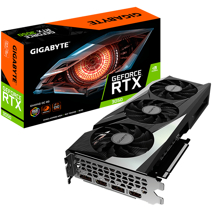 PLACA VIDEO GIGABYTE "GeForce RTX 3050 GAMING OC", 8 GB GDDR6 128 biti, PCI Express 4.0 x 16, HDMI x 2 DisplayPort x 2, sistem racire aer, "GV-N3050GAMING OC-8GD"