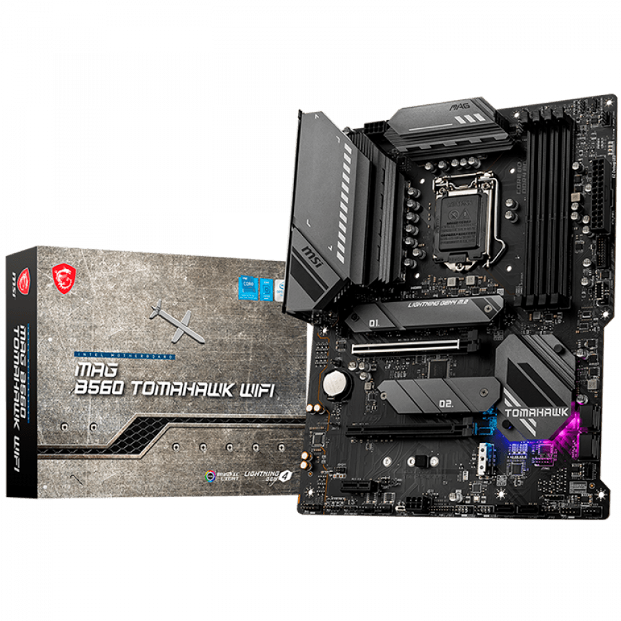 PLACA de BAZA MSI "MAG_B560_TOMAHAWK_WIFI", skt LGA 1200, ATX, Intel B560, 4 x DDR4, max. 128 GB, 6 x SATA, 3 x M.2, 7.1, "MAG_B560_TOMAHAWK_WIFI"