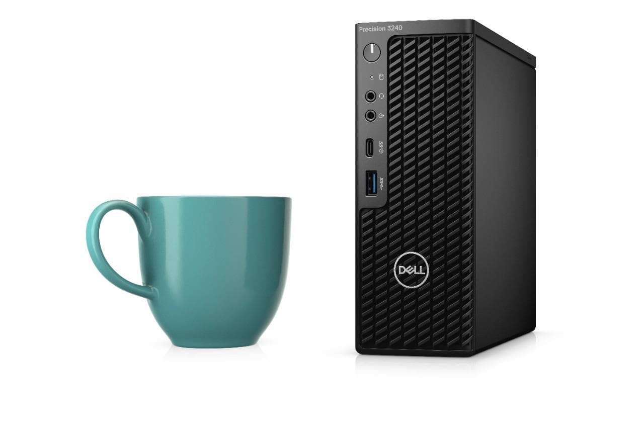 DESKTOP DELL, "Precision 3240" Mini Tower, CPU i7-10700, nVidia Quadro P1000, memorie 16 GB, SSD 512 GB, tastatura si mouse, Windows 10 Pro, "N005P3240CFFBTPCEE" — miniatură