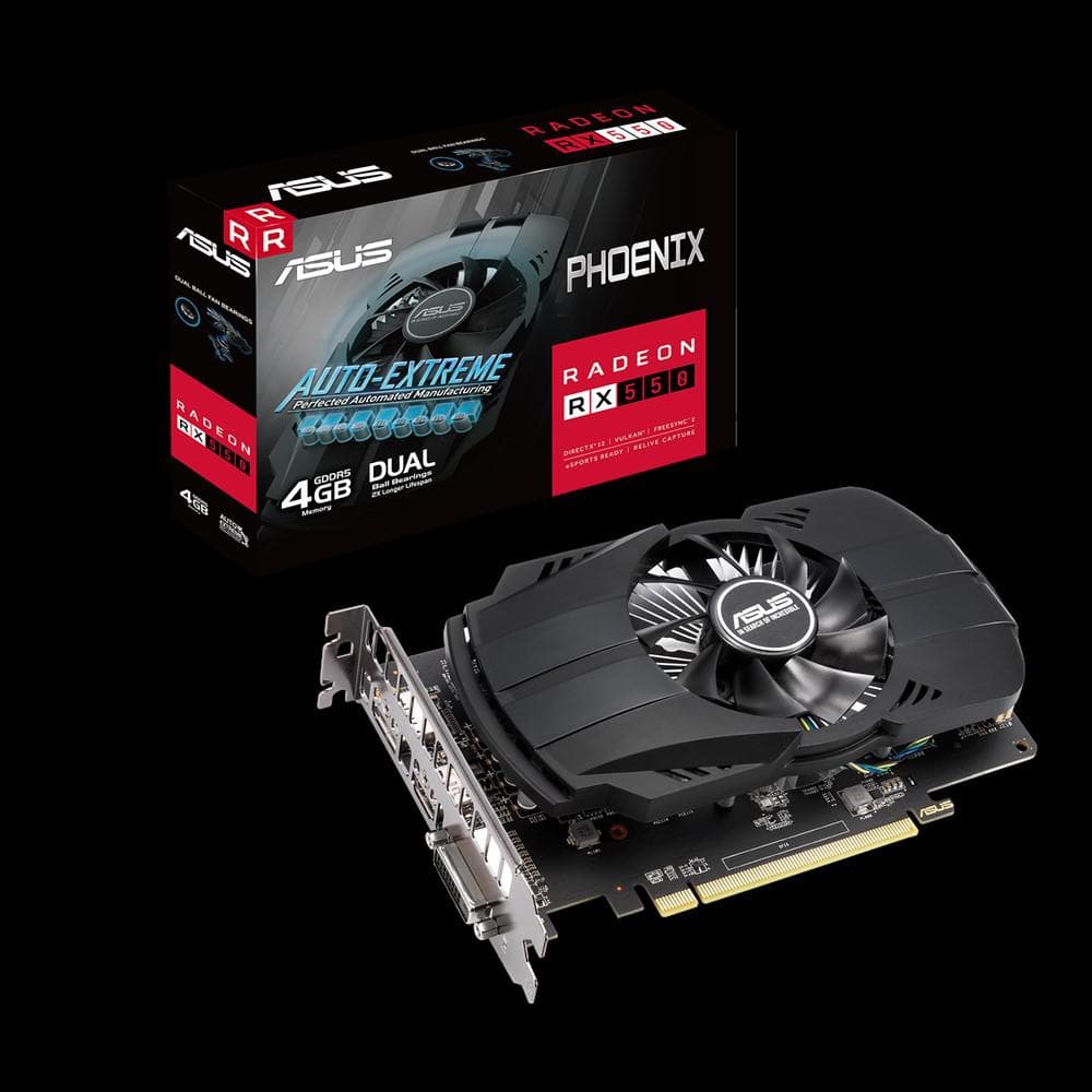 PLACA VIDEO ASUS "Radeon RX 550 Phoenix EVO", 4 GB GDDR5 128 biti, PCI Express 3.0 x 16, HDMI DisplayPort DVI-D, sistem racire aer, "PH-RX550-4G-EVO" — miniatură