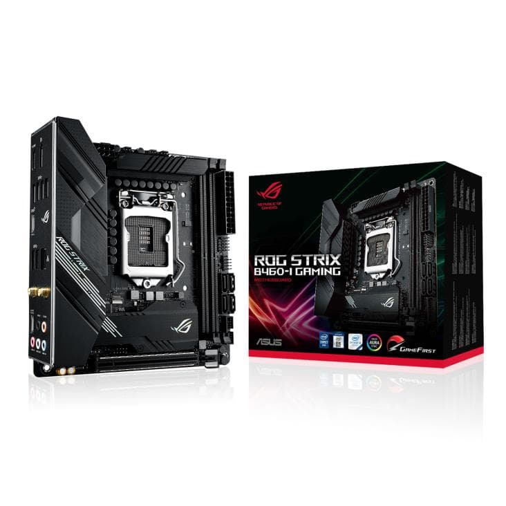 PLACA de BAZA Asus "ROG STRIX B460-I GAMING", skt LGA 1200, mini ITX, Intel B460, 2 x DDR4, max. 64 GB, 4 x SATA, 2 x M.2, 7.1, "ROG STRIX B460-I GAMING"