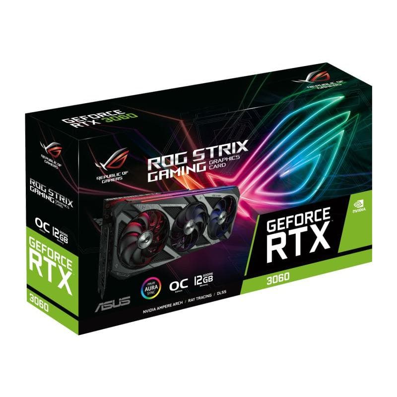 PLACA VIDEO ASUS "ROG Strix GeForce RTX 3060 V2 OC", 12 GB GDDR6 192 biti, PCI Express 4.0 x 16, HDMI x 2 DisplayPort x 3, sistem racire aer, "RS-RTX3060-O12G-V2" — miniatură