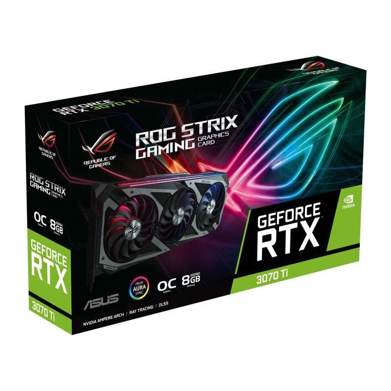 PLACA VIDEO ASUS "ROG Strix GeForce RTX 3070 Ti OC", 8 GB GDDR6X 256 biti, PCI Express 4.0 x 16, HDMI x 2 DisplayPort x 3, sistem racire aer, "RS-RTX3070TI-O8G" — miniatură