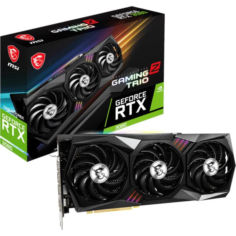PLACA VIDEO MSI "GeForce RTX 3080 GAMING Z TRIO LHR12", 12 GB GDDR6X 384 biti, PCI Express 4.0 x 16, HDMI DisplayPort x 3, sistem racire aer, "RTX3080 Z TRIO 12G"