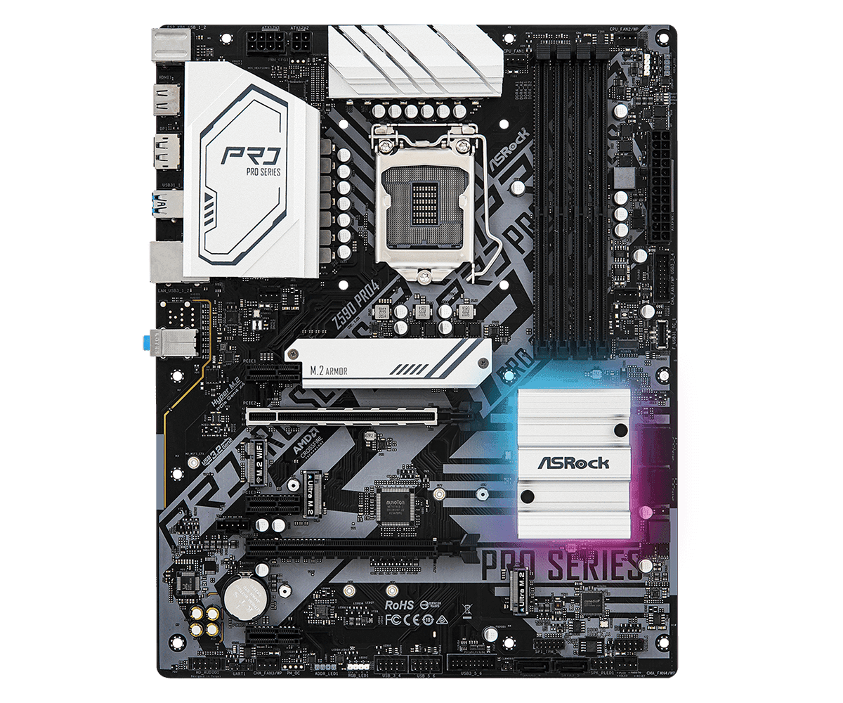 PLACA de BAZA Asrock "Z590 PRO4", skt LGA 1200, ATX, Intel Z590, 4 x DDR4, max. 128 GB, 6 x SATA, 1 x M.2, 7.1, "Z590 PRO4"