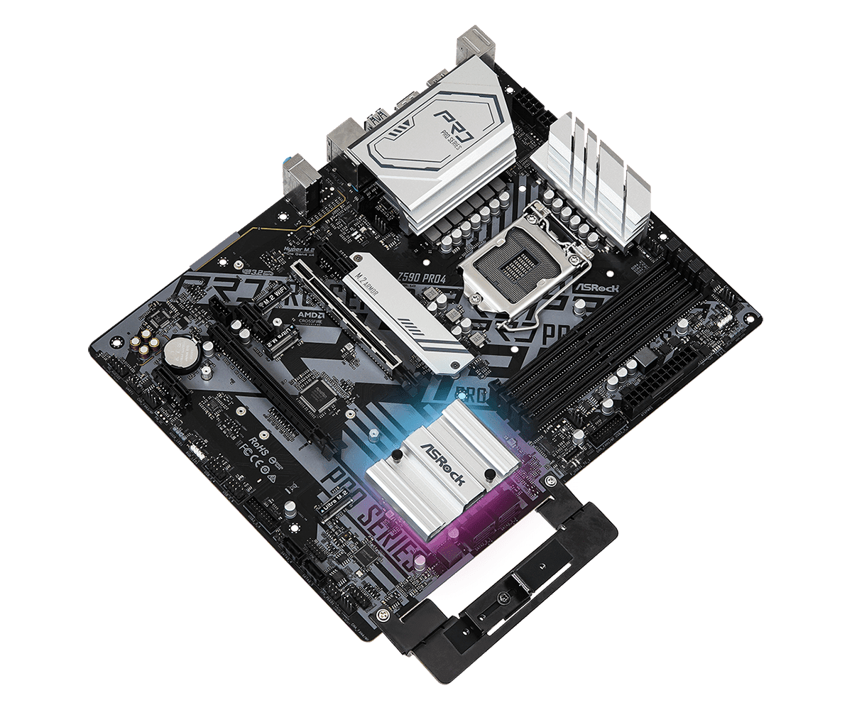PLACA de BAZA Asrock "Z590 PRO4", skt LGA 1200, ATX, Intel Z590, 4 x DDR4, max. 128 GB, 6 x SATA, 1 x M.2, 7.1, "Z590 PRO4" — miniatură