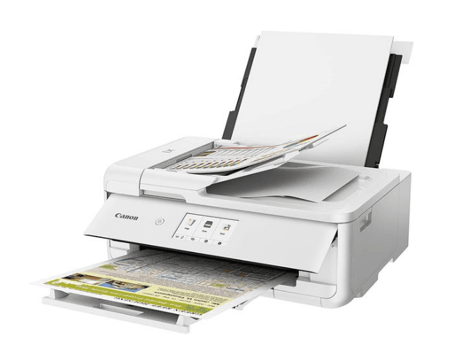 Multifunctional Inkjet Color Canon Pixma TS9551 White, A3, Functii:Impr|Scan|Cop,Viteza Print Mono:15ipm,Viteza Print color:10ipm,Conectiv:USB|WiFi,Duplex:Da,ADF:ADF "2988C026AA" — miniatură