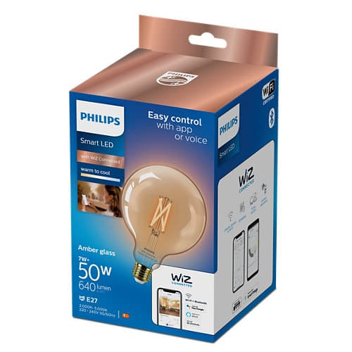 BEC smart LED Philips, soclu E27, putere 7 W, forma sferic, lumina alb calda alb rece, alimentare 220 - 240 V, "000008719514372122" — miniatură