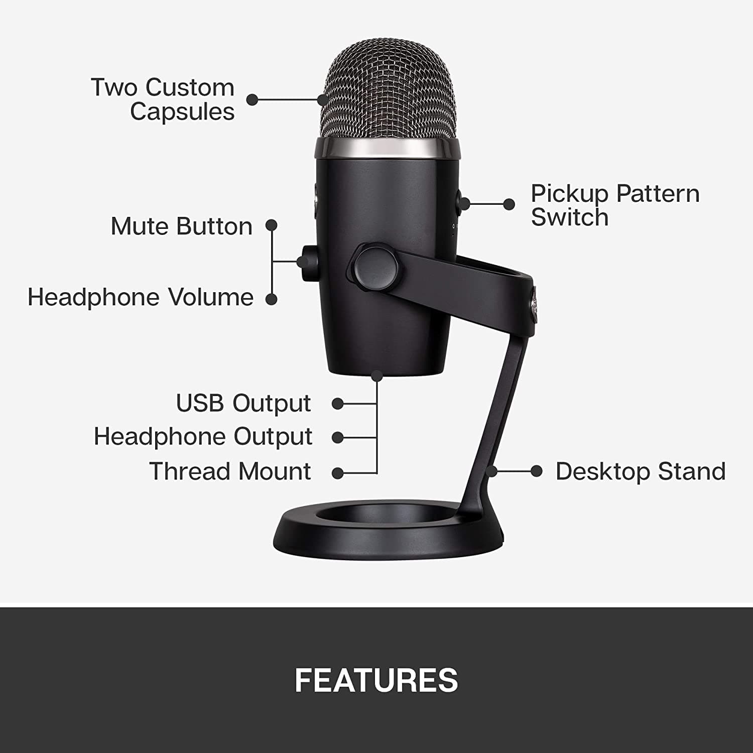 LOGITECH Blue Yeti Nano USB Mic - BLACK - EMEA "988-000401" — miniatură