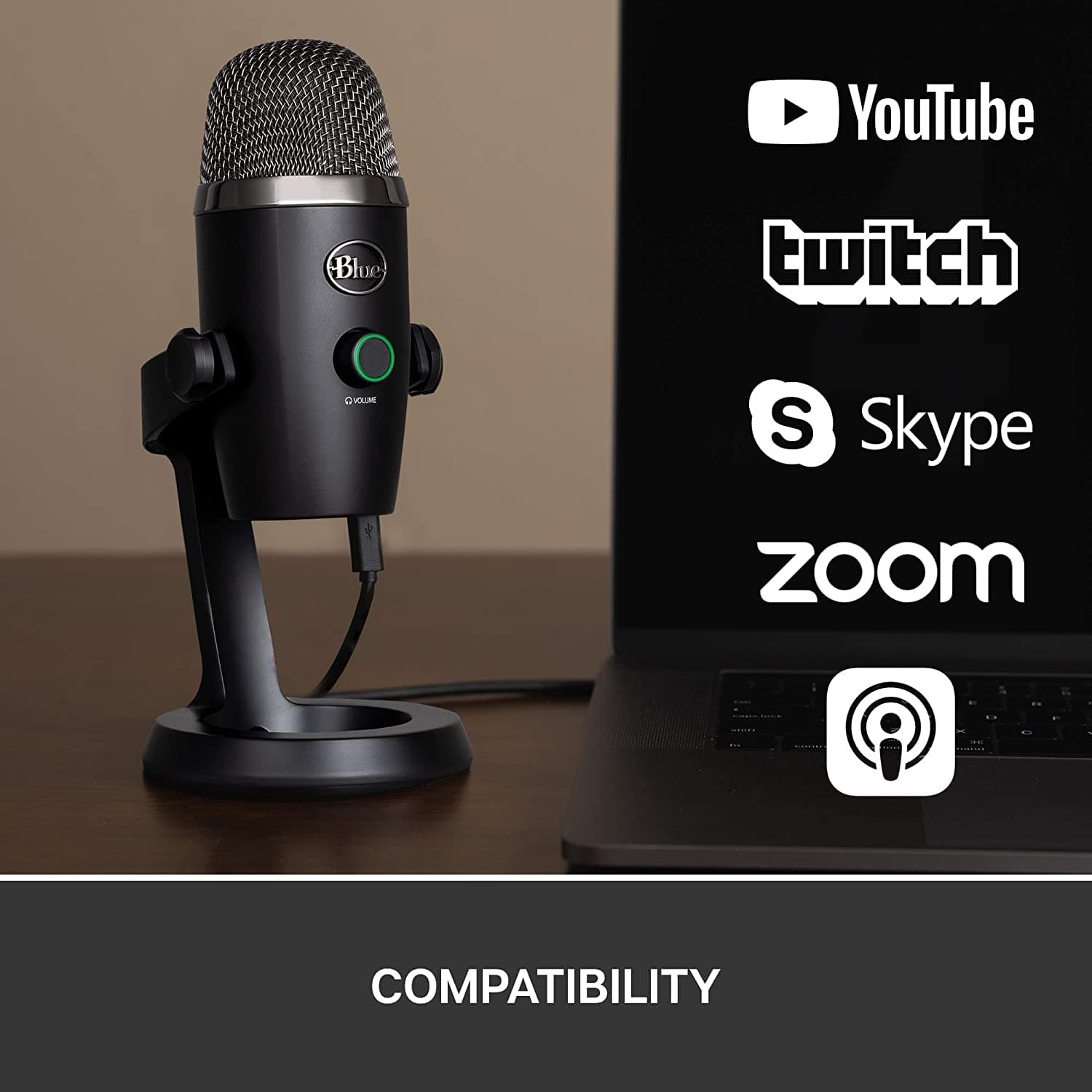 LOGITECH Blue Yeti Nano USB Mic - BLACK - EMEA "988-000401" — miniatură