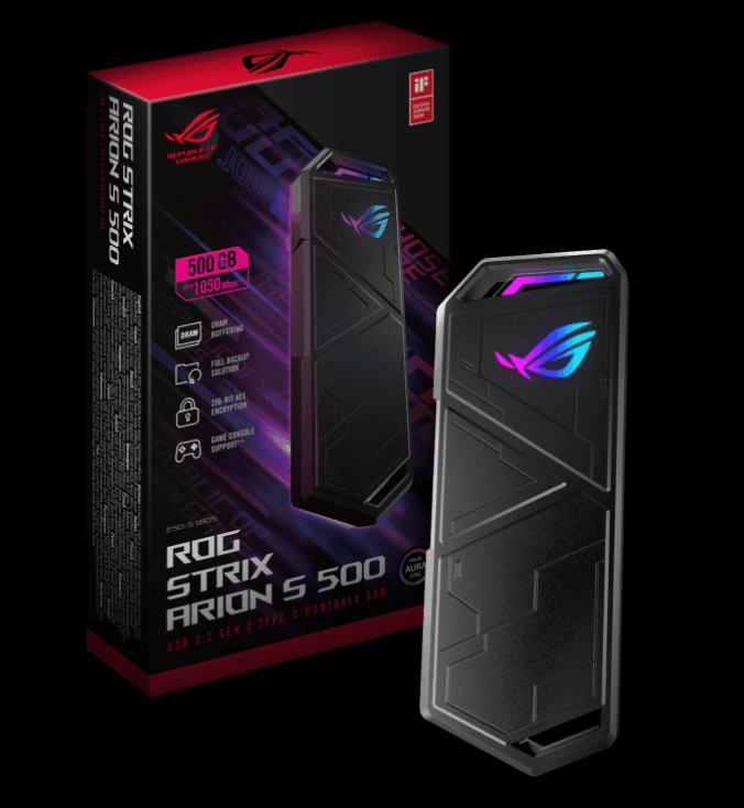 ASUS ROG Strix Arion S500 Portable SSD 500GB USB TYPE-C, "ESD-S1B05/BLK/G/AS//" — miniatură