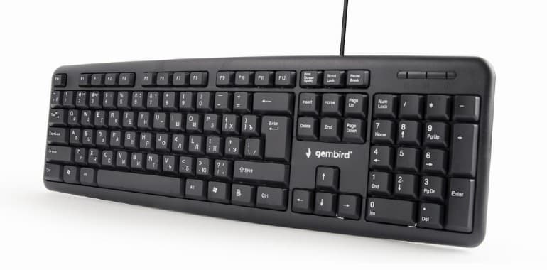 TASTATURA GEMBIRD USB, 104 taste, caractere rusesti, black, "KB-U-103-RU" — miniatură