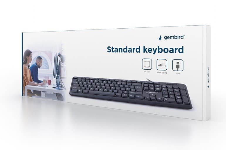 TASTATURA GEMBIRD USB, 104 taste, caractere rusesti, black, "KB-U-103-RU" — miniatură