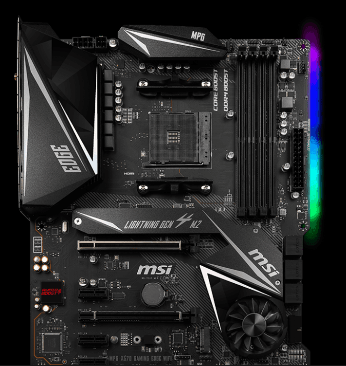 PLACA de BAZA MSI "MPG X570 GAMING EDGE WIFI", skt AM4, ATX, AMD X570, 4 x DDR4, max. 128 GB, 6 x SATA, 2 x M.2, 7.1, "MPG X570 GAMING EDGE WIFI" — miniatură