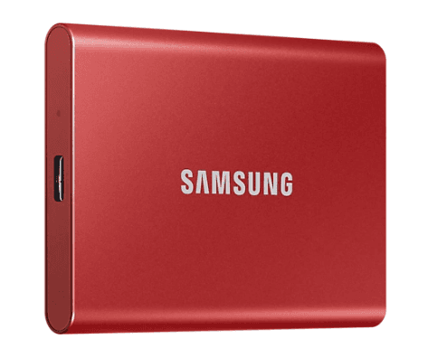 SSD. extern SAMSUNG T7, 2TB, USB 3.2 gen 2, R/W: 1050/1000 MB/s, rosu, "MU-PC2T0R/WW" — miniatură