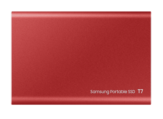 SSD. extern SAMSUNG T7, 2TB, USB 3.2 gen 2, R/W: 1050/1000 MB/s, rosu, "MU-PC2T0R/WW" — miniatură