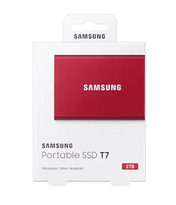 SSD. extern SAMSUNG T7, 2TB, USB 3.2 gen 2, R/W: 1050/1000 MB/s, rosu, "MU-PC2T0R/WW" — miniatură