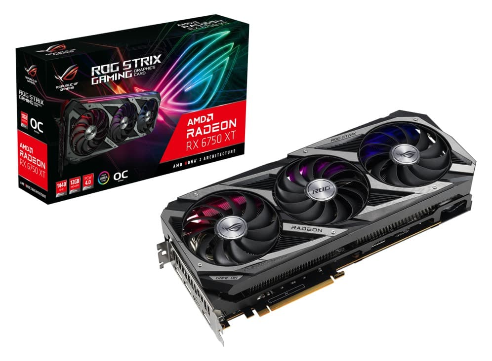 PLACA VIDEO ASUS "ROG Strix Radeon RX 6750 XT OC", 12 GB GDDR6 192 biti, PCI Express 4.0 x 16, HDMI DisplayPort x 3, sistem racire aer, "RS-RX6750XT-O12G" — miniatură