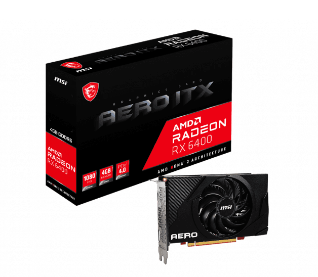 PLACA VIDEO MSI "Radeon RX 6400 AERO ITX", 4 GB GDDR6 64 biti, PCI Express 4.0 x 4, HDMI DisplayPort, sistem racire aer, "RX6400 AERO ITX 4G"
