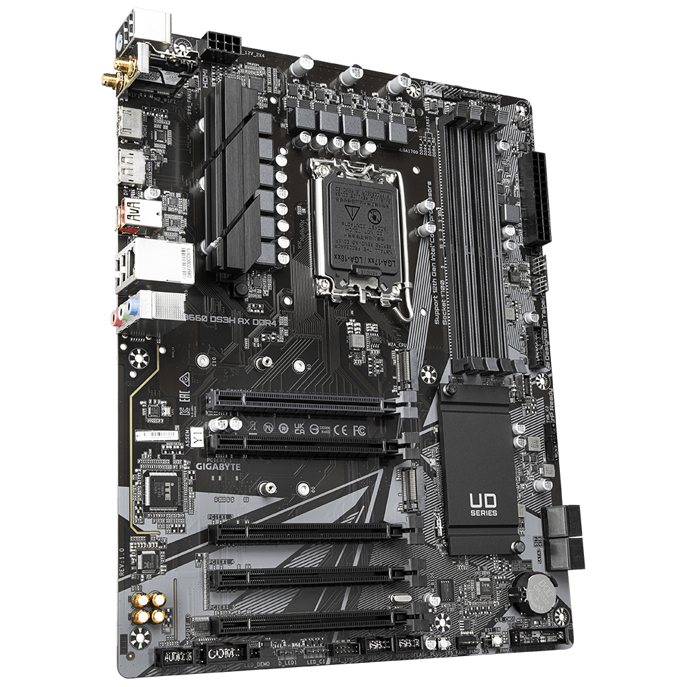 PLACA de BAZA Gigabyte "B660 DS3H AX DDR4", skt LGA 1700, mATX, Intel B660, 4 x DDR4, max. 128 GB, 4 x SATA, 2 x M.2, 7.1, "B660 DS3H AX DDR4"