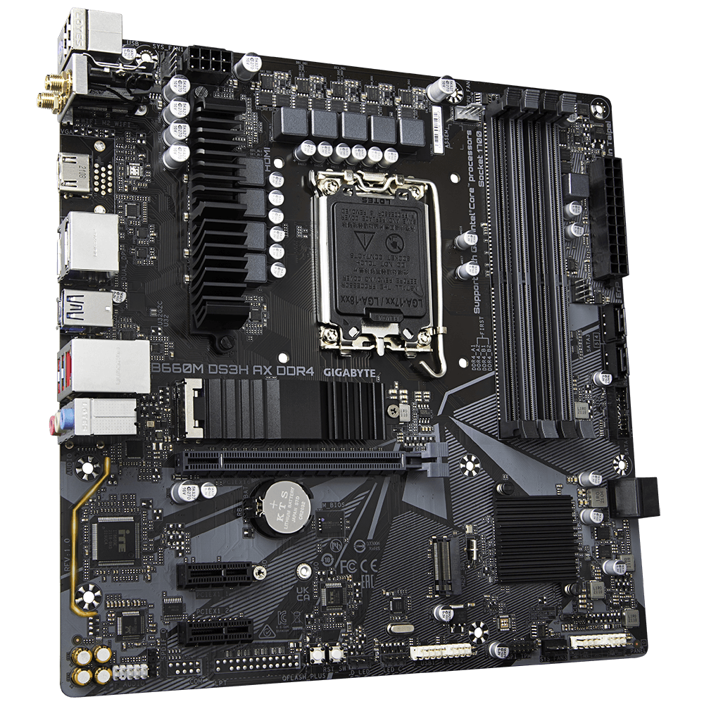 PLACA de BAZA Gigabyte "B660M DS3H AX DDR4", skt LGA 1700, mATX, Intel B660, 4 x DDR4, max. 128 GB, 4 x SATA, 2 x M.2, 7.1, "B660M DS3H AX DDR4"