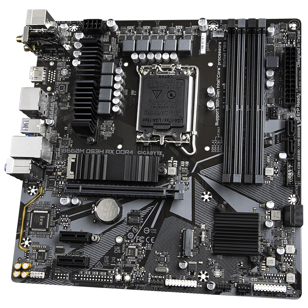 PLACA de BAZA Gigabyte "B660M DS3H AX DDR4", skt LGA 1700, mATX, Intel B660, 4 x DDR4, max. 128 GB, 4 x SATA, 2 x M.2, 7.1, "B660M DS3H AX DDR4" — miniatură