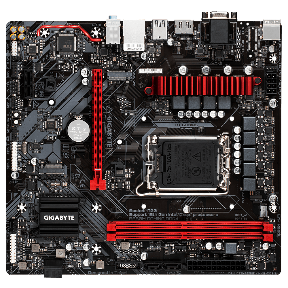 PLACA de BAZA Gigabyte "B660M GAMING DDR4", skt LGA 1700, mATX, Intel B660, 2 x DDR4, max. 64 GB, 4 x SATA, 2 x M.2, 7.1, "B660M GAMING DDR4" — miniatură