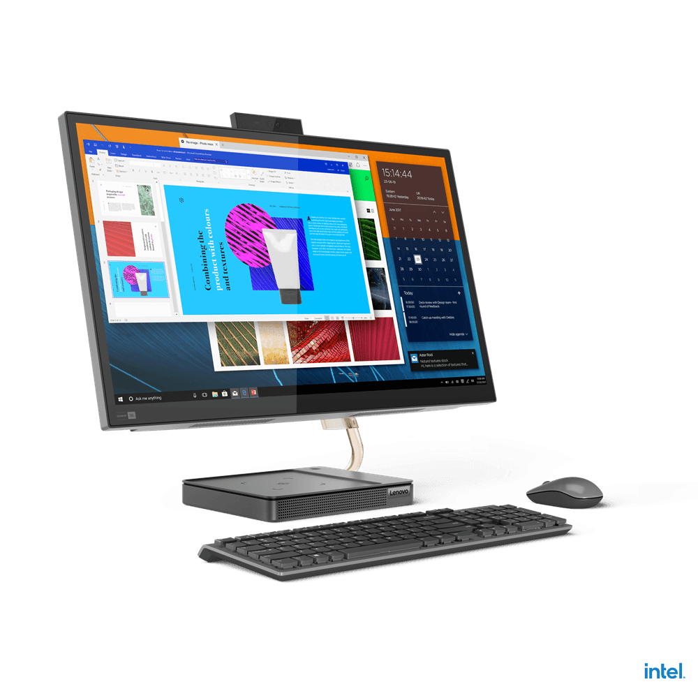 DESKTOP LENOVO, "IdeaCentre 5" All-in-one, 27 inch, CPU i5-11400T, Intel UHD Graphics 730, memorie 16 GB, SSD 1 TB, tastatura si mouse, Windows 11 Home, "F0G4003DRI" — miniatură