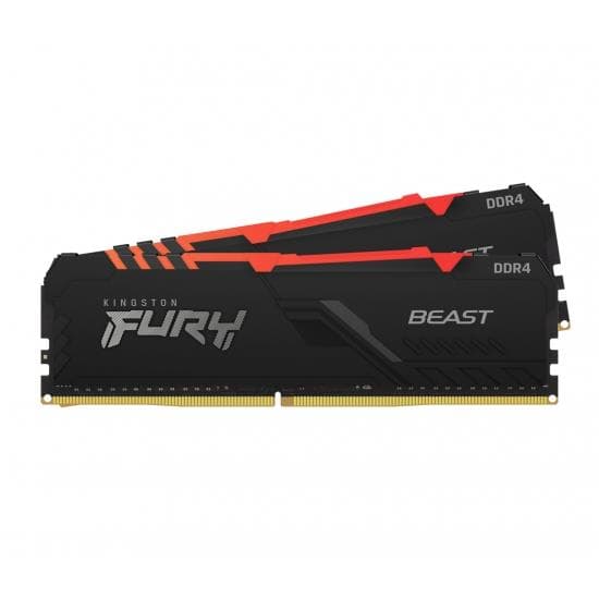 Memorie DDR Kingston FURY Beast DDR4 16 GB, frecventa 3000 MHz, 8 GB x 2 module, radiator, iluminare RGB, "KF430C15BBAK2/16"