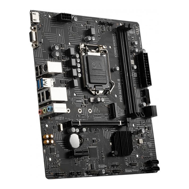PLACA de BAZA MSI "PRO H410M-B", skt LGA 1200, mATX, Intel H510, 2 x DDR4, max. 64 GB, 4 x SATA, 1 x M.2, 7.1, "PRO H410M-B" — miniatură