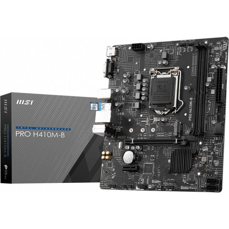 PLACA de BAZA MSI "PRO H410M-B", skt LGA 1200, mATX, Intel H510, 2 x DDR4, max. 64 GB, 4 x SATA, 1 x M.2, 7.1, "PRO H410M-B" — miniatură
