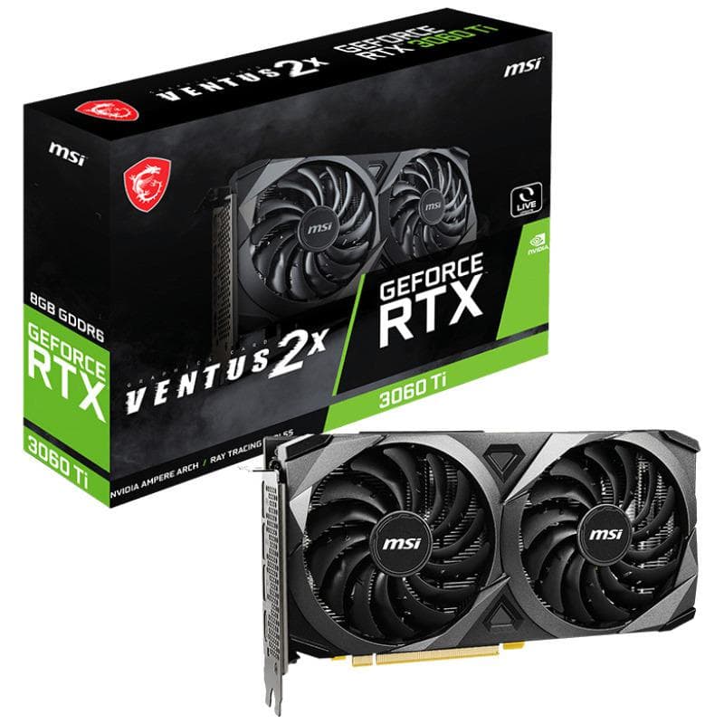 PLACA VIDEO MSI "GeForce RTX 3060 Ti VENTUS 2X V1", 8 GB GDDR6 256 biti, PCI Express 4.0 x 16, HDMI DisplayPort x 3, sistem racire aer, "RTX3060TI VE 2X V1" — miniatură