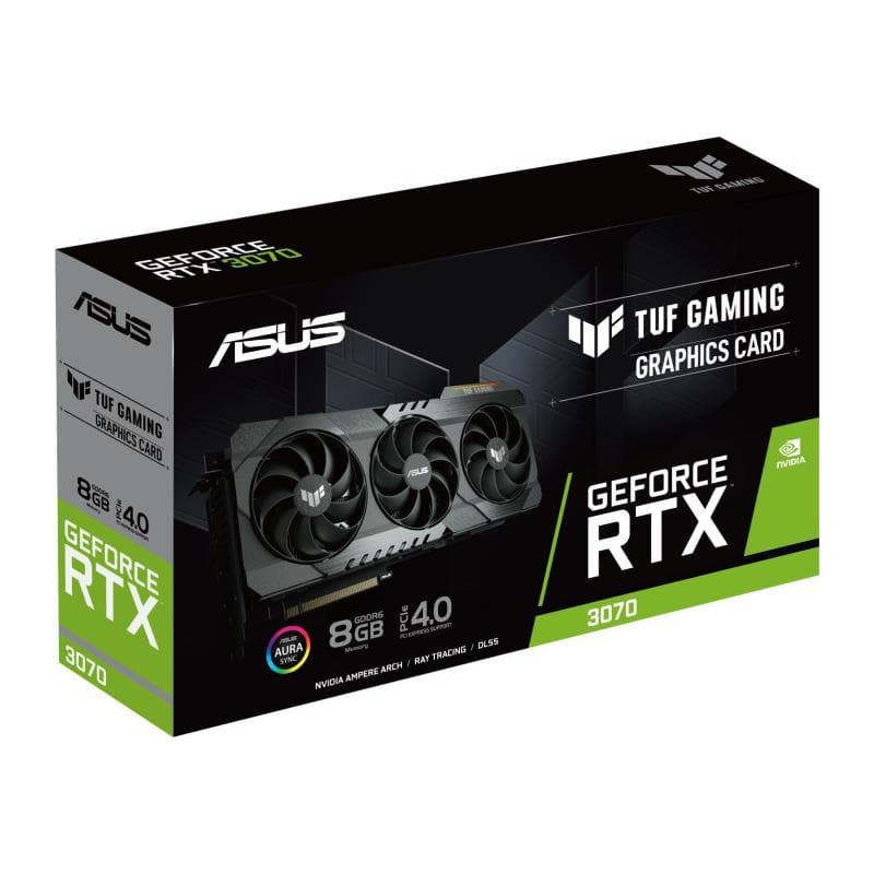 PLACA VIDEO ASUS "GeForce RTX 3070 V2 OC", 8 GB GDDR6 256 biti, PCI Express 4.0 x 16, HDMI x 2 DisplayPort x 3, sistem racire aer, "TUF-RTX3070-O8G2" — miniatură