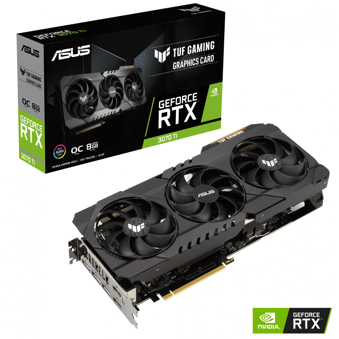 PLACA VIDEO ASUS "GeForce RTX 3070 Ti OC", 8 GB GDDR6X 256 biti, PCI Express 4.0 x 16, HDMI x 2 DisplayPort x 3, sistem racire aer, "TUF-RTX3070TI-O8G"